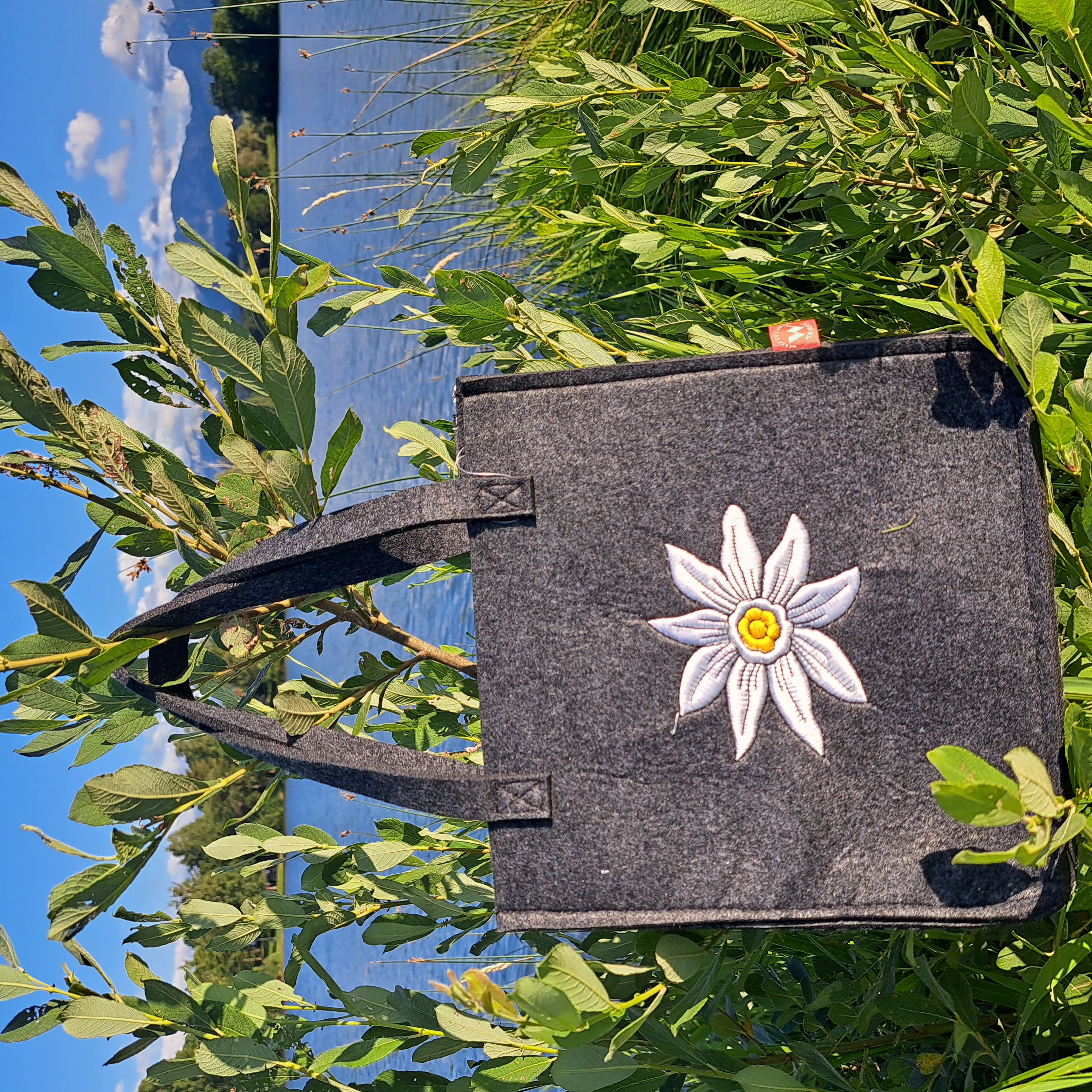 Filztasche Edelweiß dunkelgrau